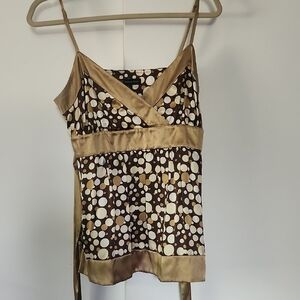INC International Concepts Tan and Black Asymmetrical Tie Front Camisole